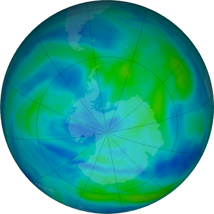 Antarctic ozone map for 30 March 2021